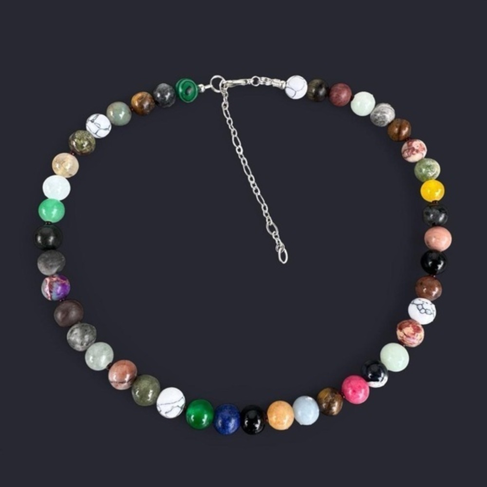 Lena Mixed Round Bead Necklace 8mm